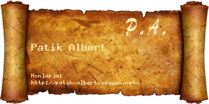 Patik Albert névjegykártya